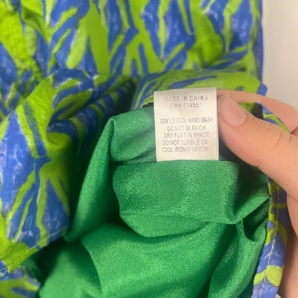 THML Green and Blue 100% cotton mini dress flutter sleeves size XS - Picture 5 of 6